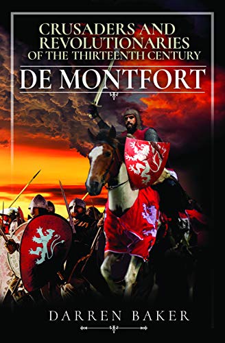 Book cover depicting a knight on horseback with soldiers, titled “De Montfort.”