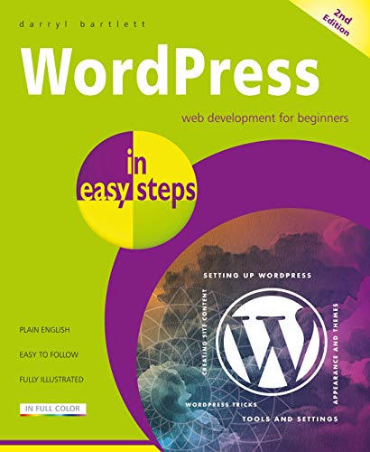 Book cover: "WordPress in easy steps, 2nd edition" with purple and green design.