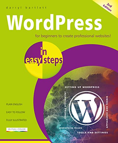 Book cover: "WordPress in easy steps", 3rd edition, with purple and yellow design.