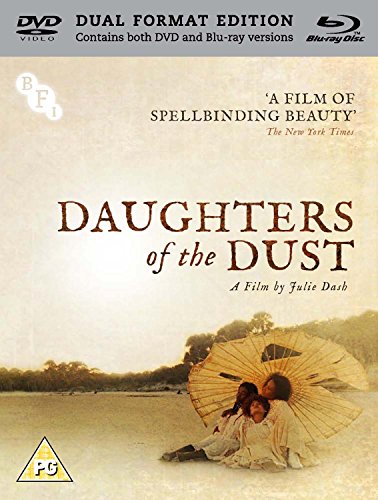 Daughters of the Dust" Blu-ray cover with a beach scene and parasol.