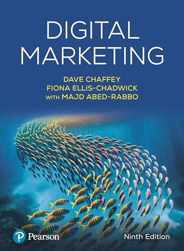Book cover for Digital Marketing, Ninth Edition, featuring a school of fish underwater.