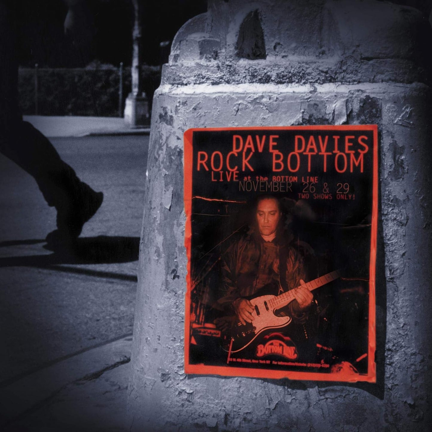 Vintage concert poster for Dave Davies’ “Rock Bottom” at The Bottom Line.
