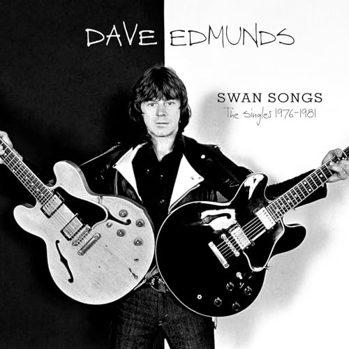 Black and white album cover featuring Dave Edmunds with two guitars.