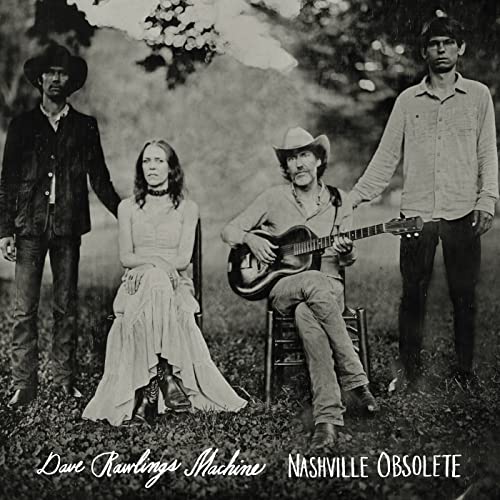 Black and white album cover featuring four people in vintage clothing.