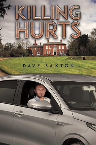 Book cover: man driving towards a large house in the countryside.