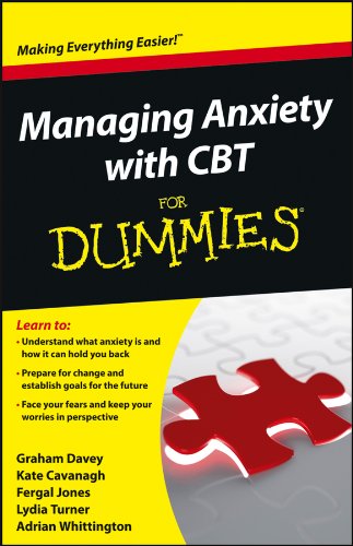 Book cover: "Managing Anxiety with CBT For Dummies," red puzzle piece.