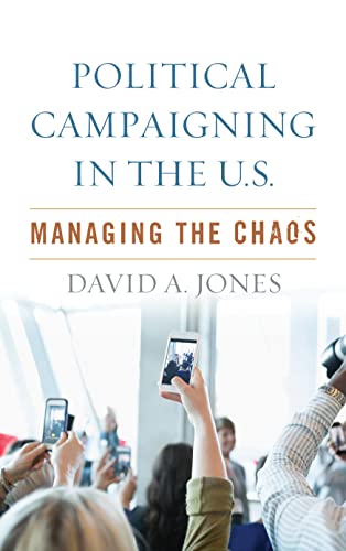 Book cover: "Political Campaigning in the U.S." with a crowd photo.