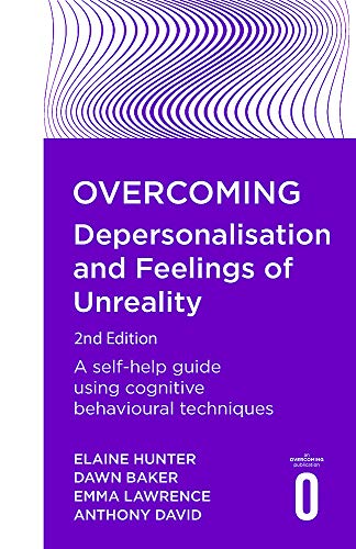 Purple and white book cover with text: “Overcoming Depersonalisation and Feelings of Unreality”.