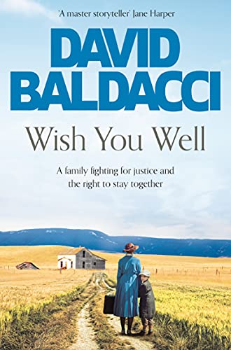 Book cover: rural landscape with a woman and child, title “Wish You Well”.