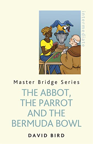 Book cover: woman, monk, parrot, and cards at a table.