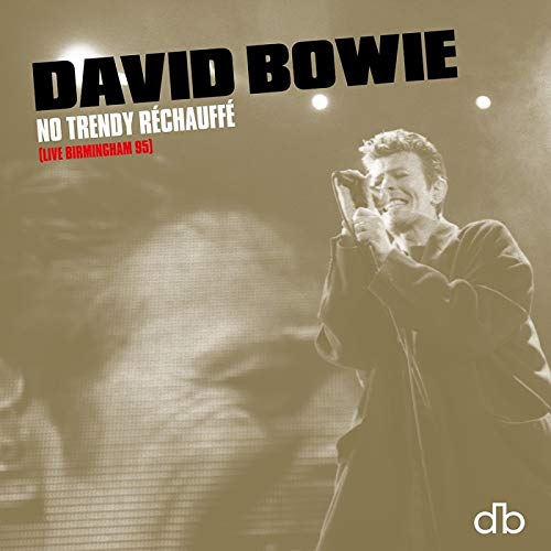 David Bowie performing with a microphone, album cover in sepia tones.
