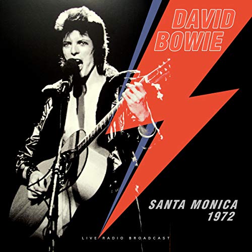 David Bowie performing with a guitar, album cover for a 1972 live broadcast.