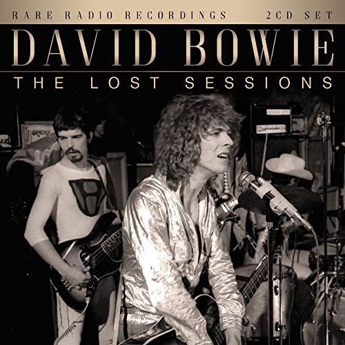 David Bowie album cover, "The Lost Sessions," featuring a black and white photo.