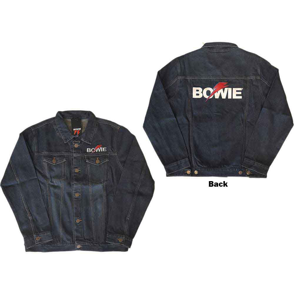 Denim jacket with large white "Flash" logo print on the back.