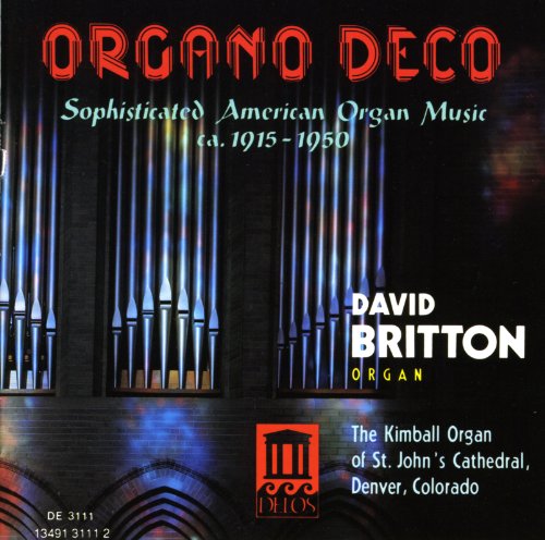 CD cover for David Britton’s “Organo Deco” featuring organ pipes.