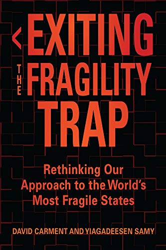 Book cover: red text on black background, title “Exiting the Fragility Trap.”