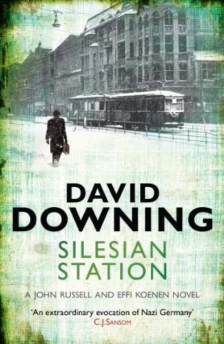 Book cover: historic street scene with tram, and author name "David Downing".