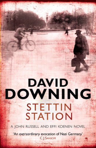 Book cover: man walking with briefcase, cyclist, vintage street scene.