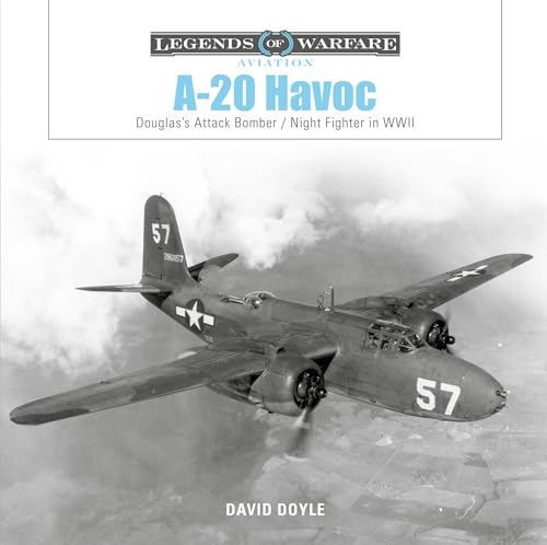 Black and white photo of a WWII A-20 Havoc aircraft in flight.