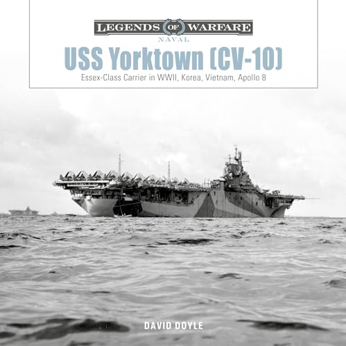 Black and white photo of the USS Yorktown aircraft carrier at sea.