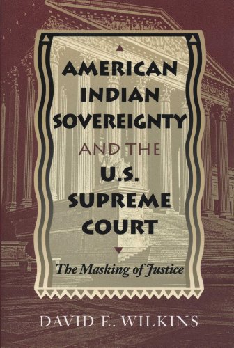 Book cover with ornate frame, title “American Indian Sovereignty,” and courthouse background.
