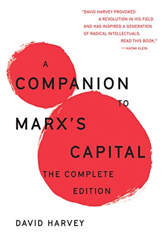 Book cover: "A Companion To Marx's Capital" by David Harvey, with red circles.