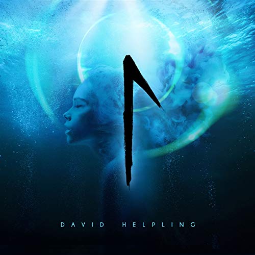 "Album cover with a woman's profile surrounded by a glowing blue circle and rune symbol."