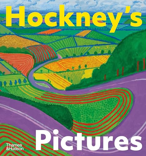 Book cover featuring a vibrant, colorful landscape painting by David Hockney.