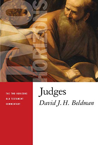 Book cover for “Judges” commentary with painting of biblical figures.
