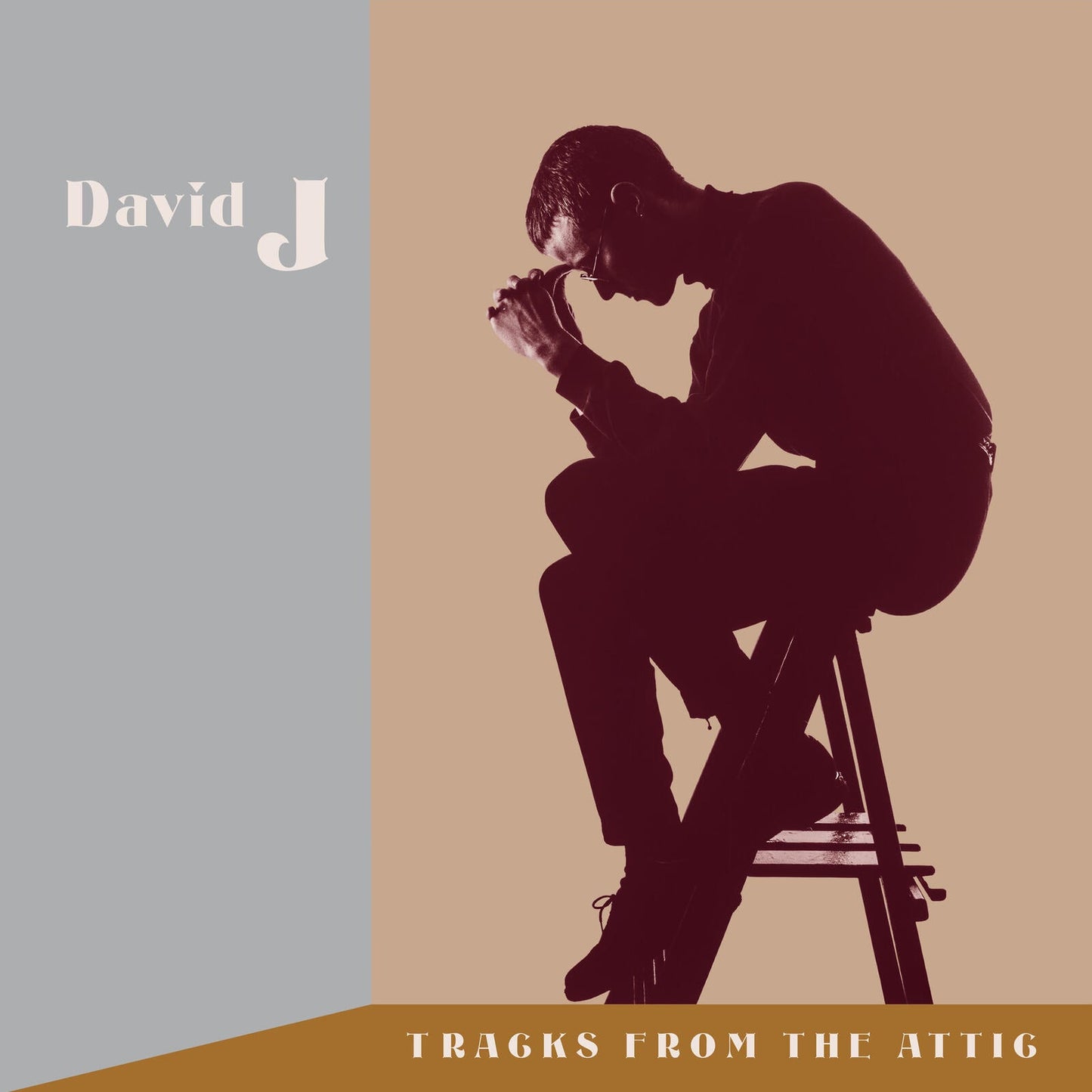 CD cover for David J’s “Tracks From The Attic” featuring a seated figure.