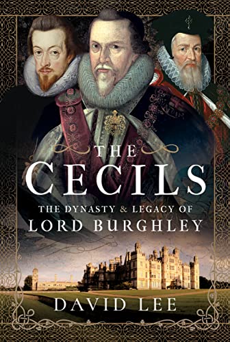 Book cover featuring portraits of three Elizabethan men and a stately home.