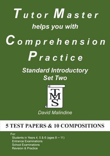 Green cover of "Tutor Master" comprehension practice book for ages 8-11.