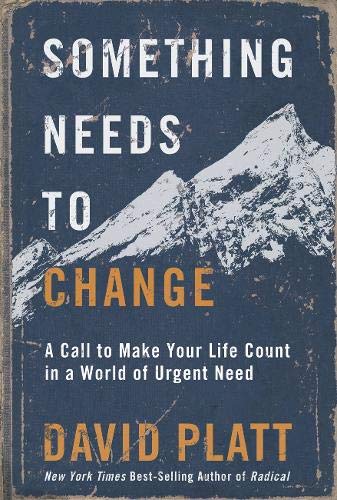 Book cover: “Something Needs to Change” with a mountain backdrop.