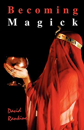 A person in a red veil and gold headband holds a chalice against black.