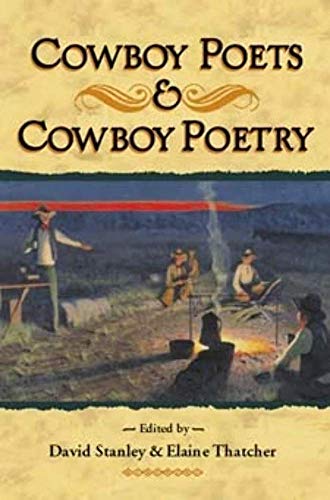 Book cover depicting cowboys around a campfire, titled “Cowboy Poets and Cowboy Poetry”.