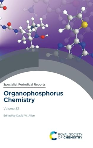 Book cover for “Organophosphorus Chemistry, Volume 53” with molecular graphics.