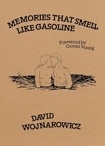 Book cover with sketch of two men embracing over dark waves.