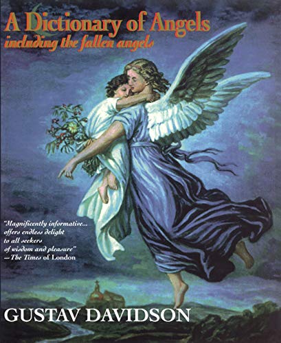 Book cover: "Dictionary of Angels" with angelic figures and landscape.