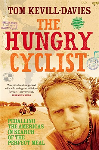 Book cover: man with bicycle, text reads "The Hungry Cyclist".
