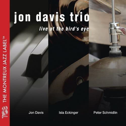 CD cover for Jon Davis Trio’s “Live at the Bird’s Eye” featuring jazz instruments.