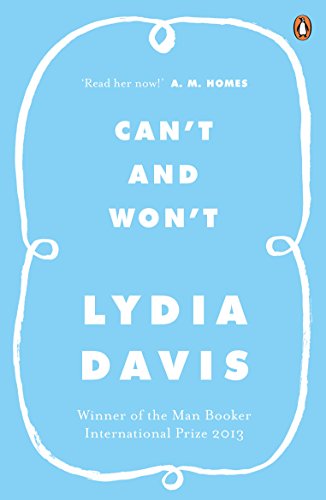 Book cover: “Can’t and Won’t” by Lydia Davis, light blue background.