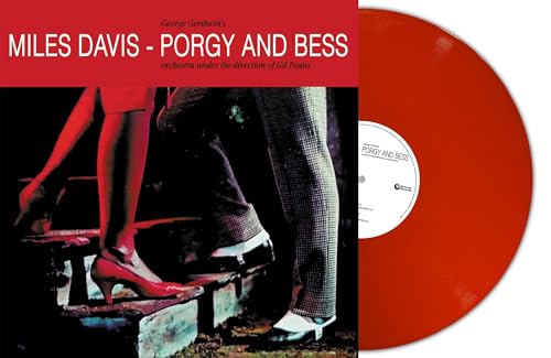 Red vinyl record of Miles Davis’ “Porgy and Bess” album cover.