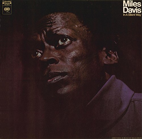 Close-up portrait of Miles Davis on the album cover "In A Silent Way".
