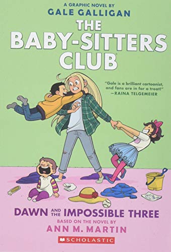 Book cover: Babysitters Club graphic novel with a girl surrounded by children.