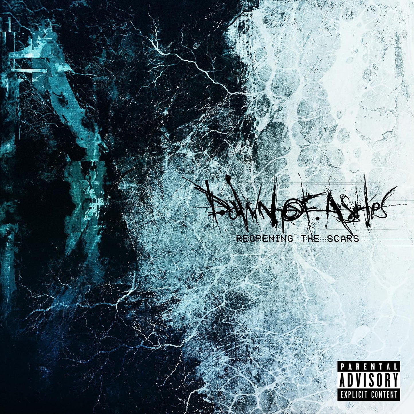 CD cover for "Dawn of Ashes - Reopening the Scars" with cracked texture.