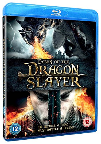 Blu-ray cover for "Dawn of the Dragon Slayer" featuring a dragon and knight.