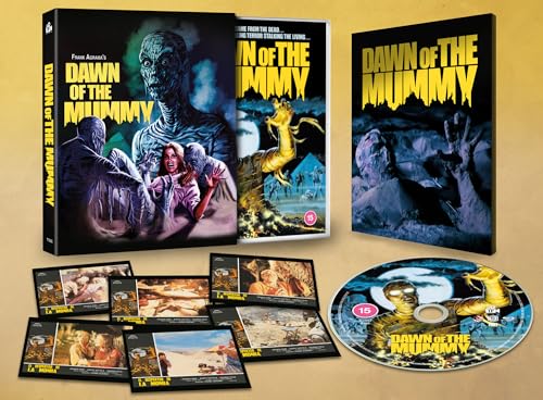 “Dawn of the Mummy” Blu-ray limited edition with case, disc, and inserts.