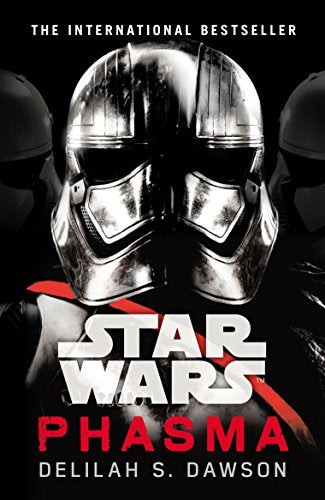 Book cover featuring Captain Phasma’s chrome helmet, with “Star Wars” title.