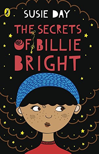Book cover with illustrated girl in blue headwrap, starry background.