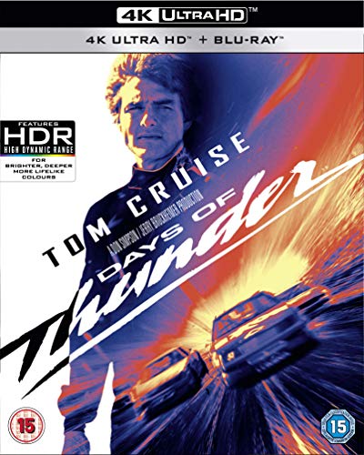 Days of Thunder 4K Blu-ray cover featuring Tom Cruise and a race car.